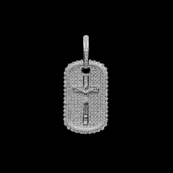NEW | Military Style Jesus Cross Iced Out Pendant - Picture 1 of 7